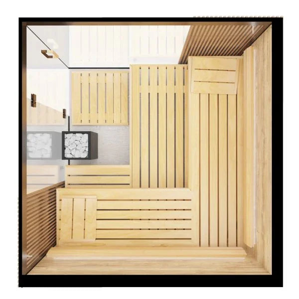 Thermasol Aalto - Glass and Wood Panels, 3-4 Person, Indoor Sauna - Green Vista Living