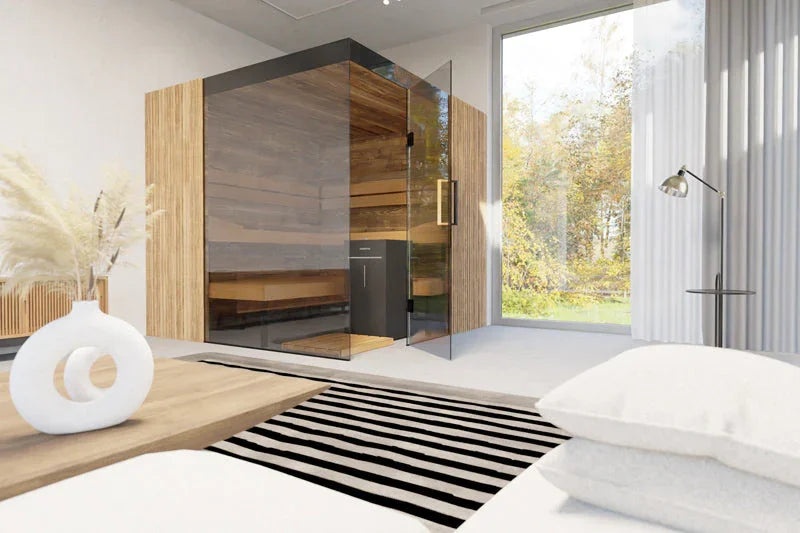 Thermasol Aalto - Glass and Wood Panels, 3-4 Person, Indoor Sauna - Green Vista Living