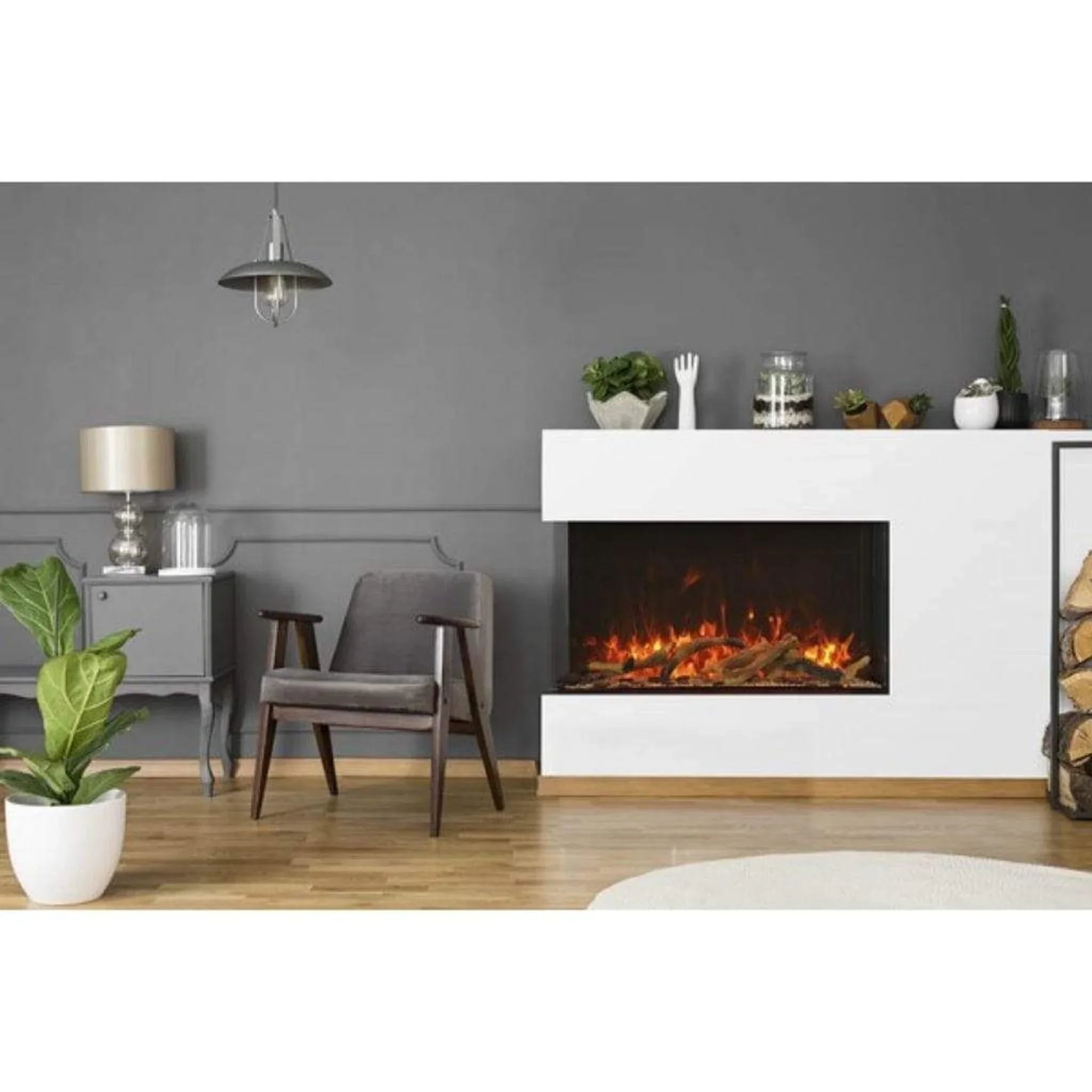 Amantii Tru-View XL XT 40" Three-Sided Indoor/Outdoor Electric Fireplace with Multi-Color Flames - Green Vista Living