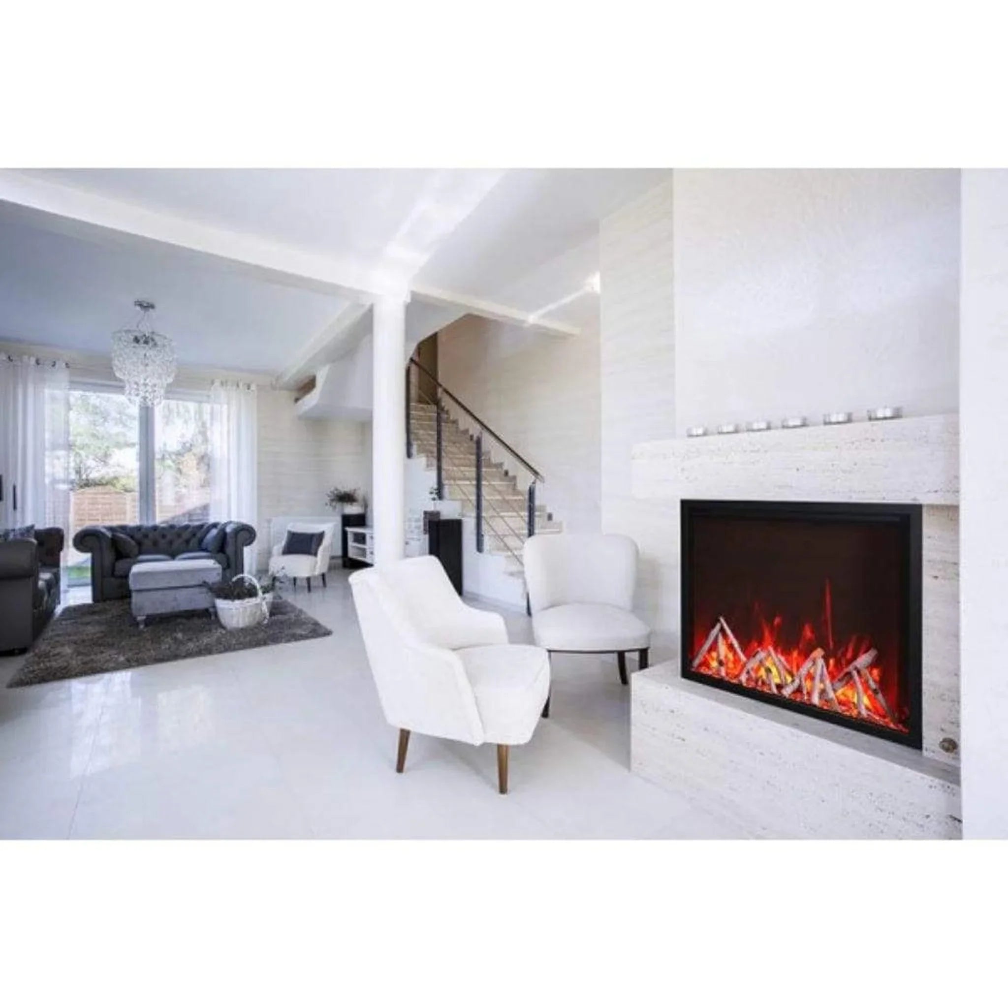 Amantii Tru-View XL XT 40" Three-Sided Indoor/Outdoor Electric Fireplace with Multi-Color Flames - Green Vista Living
