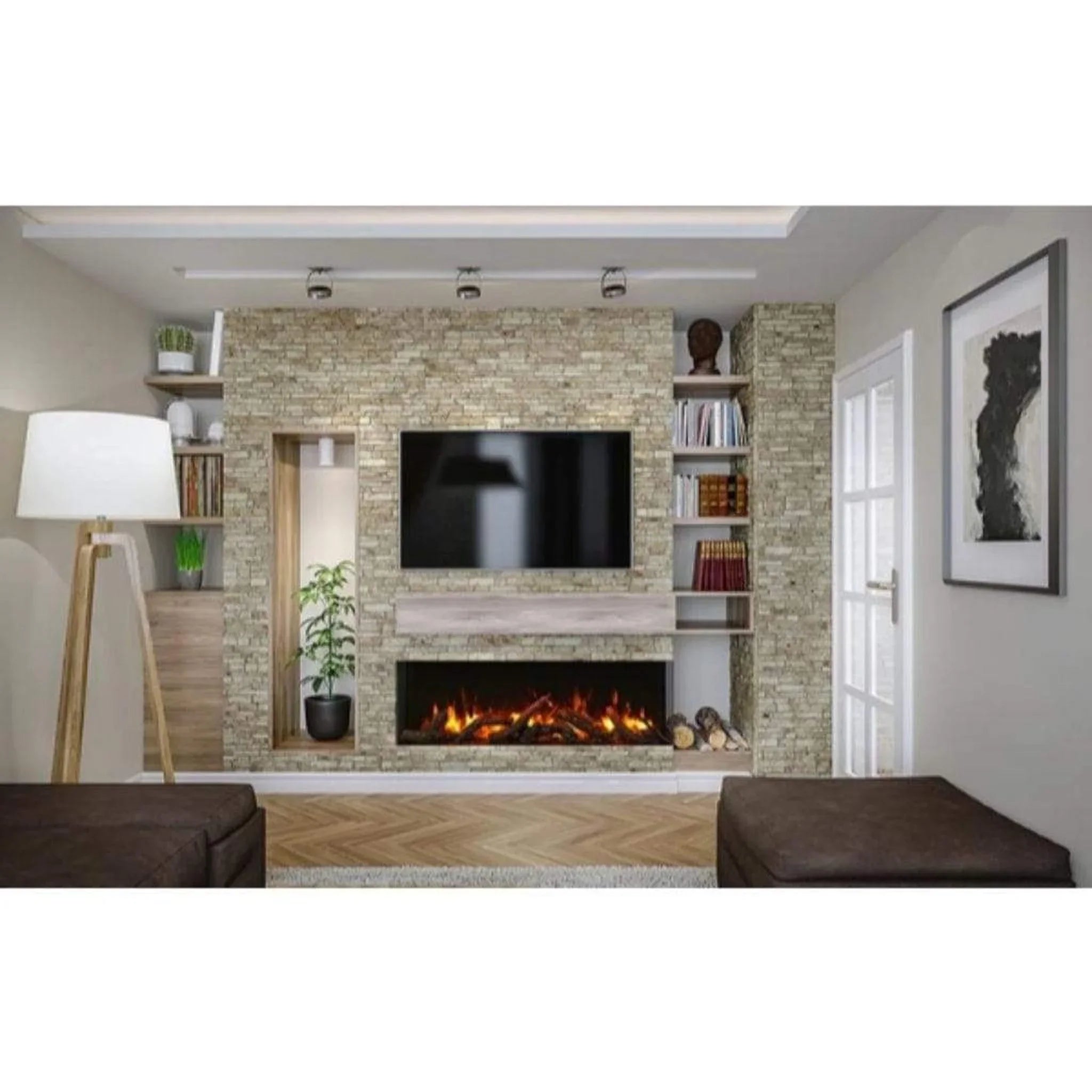 Amantii Tru-View XL XT 72" Three-Sided Indoor Outdoor Electric Fireplace with 22" Tall Viewing Area - Green Vista Living