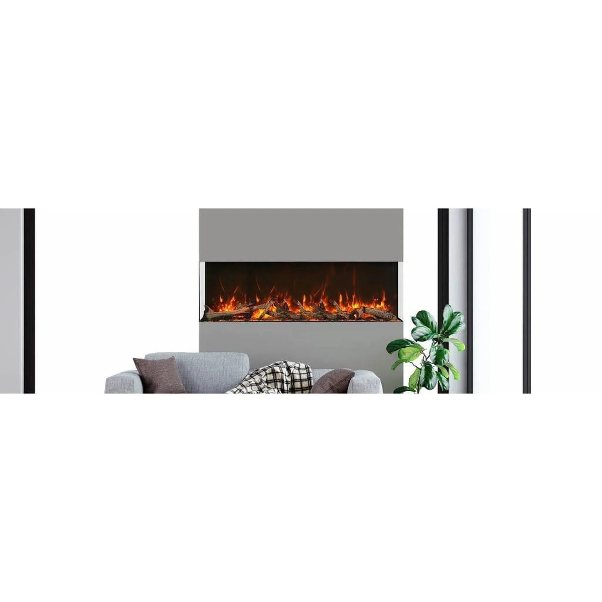 Amantii Tru-View XL XT 72" Three-Sided Indoor Outdoor Electric Fireplace with 22" Tall Viewing Area - Green Vista Living