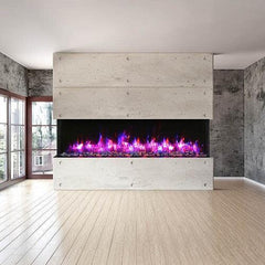 Amantii Tru View Extra Tall Lumina 88″ Indoor / Outdoor 3 Sided Smart Electric Fireplace (88-TRV-XT-XL-LUMINA) - Green Vista Living