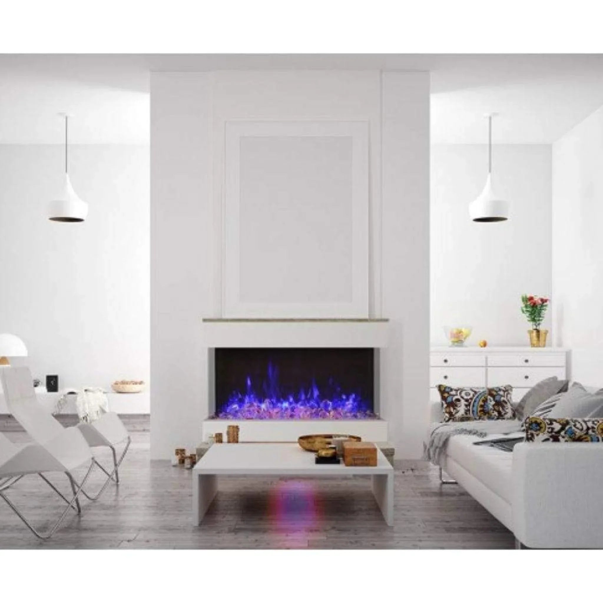 Amantii Tru-View XL XT 88" Three-Sided Electric Fireplace with 22" Glass Viewing Area - Green Vista Living