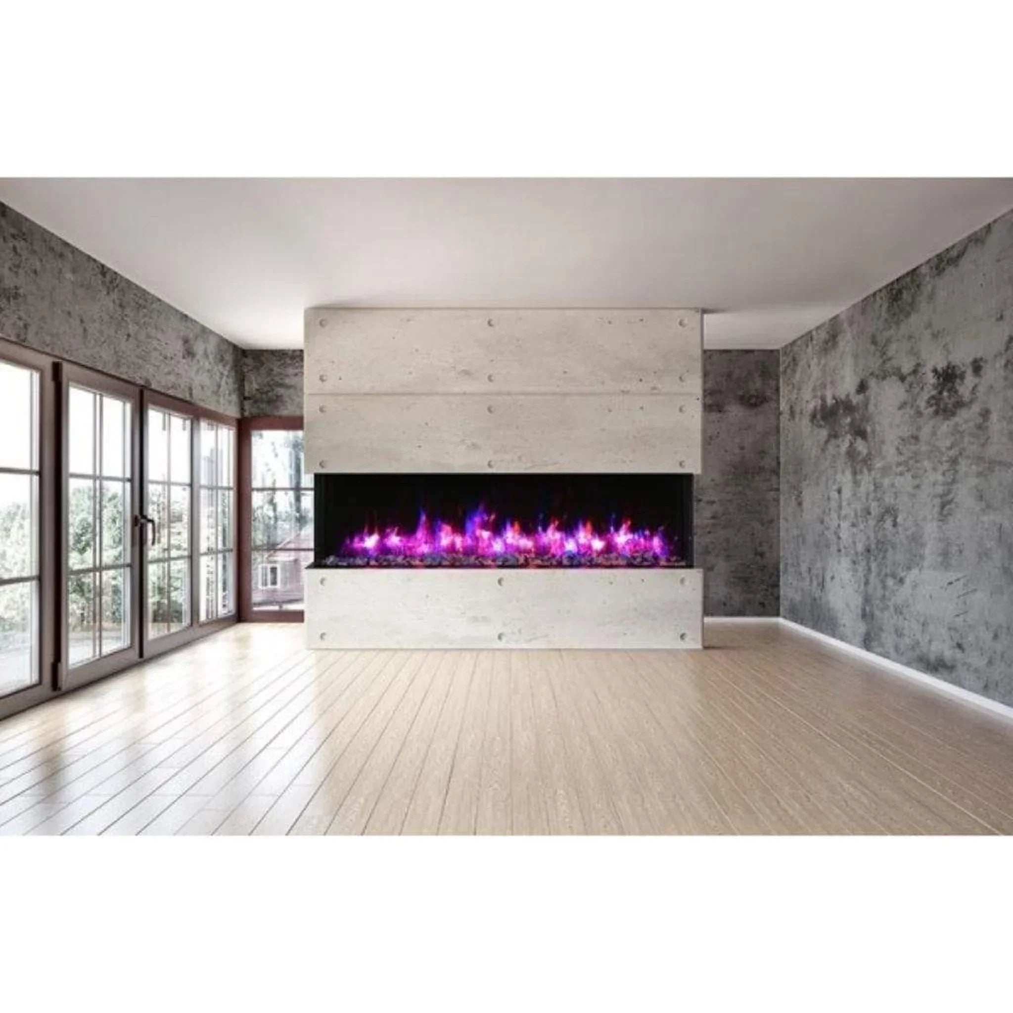 Amantii Tru-View XL XT 88" Three-Sided Electric Fireplace with 22" Glass Viewing Area - Green Vista Living