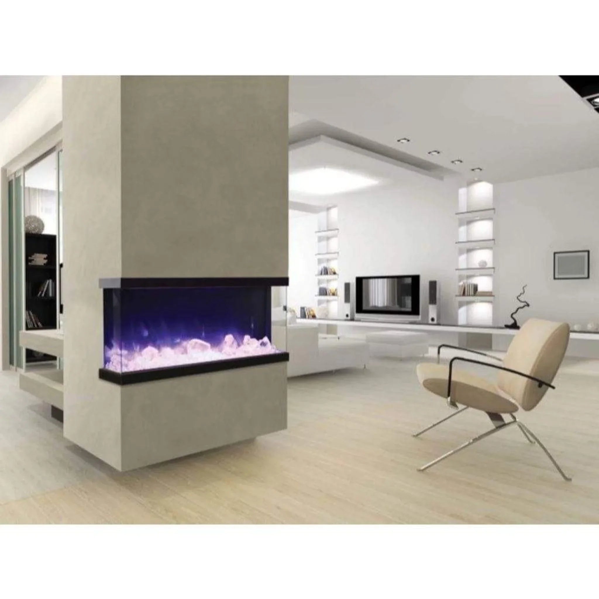 Amantii Tru-View XL XT 88" Three-Sided Electric Fireplace with 22" Glass Viewing Area - Green Vista Living