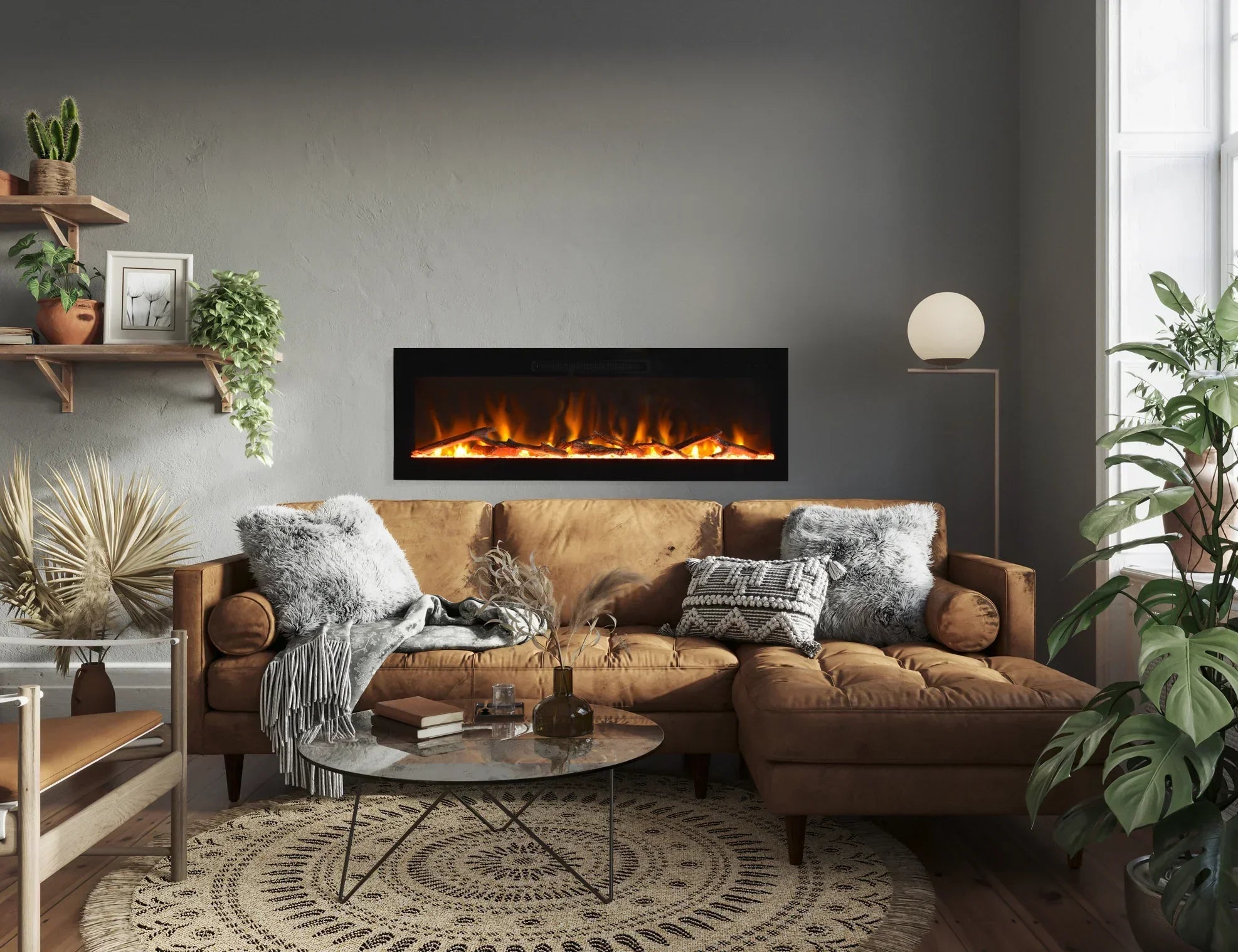 Amantii Fire & Ice Evolution 36" Linear Electric Fireplace with Frameless Display, WiFi & Multi-Color Flames - Green Vista Living