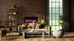 Amantii Fire & Ice Evolution 42" Linear Electric Fireplace with WiFi, Frameless Design & Multi-Color LED Flames - Green Vista Living