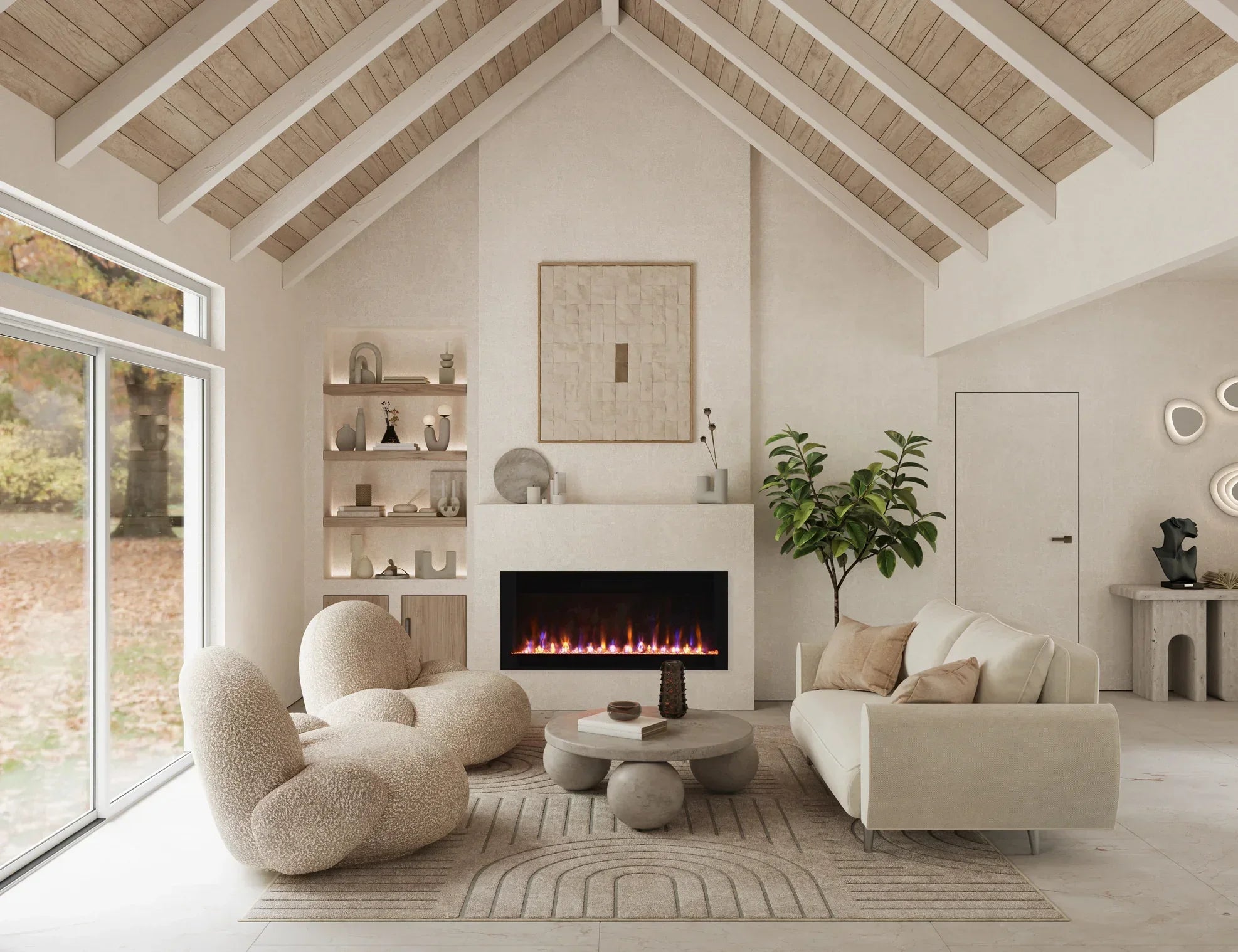 Amantii Fire & Ice Evolution 50" Linear Electric Fireplace with Multi-Color Flame Effects - Green Vista Living