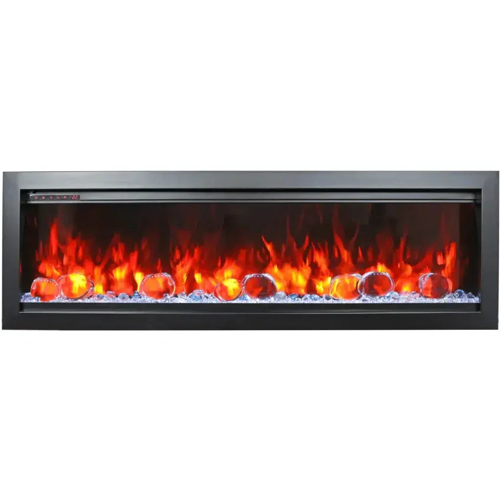 Amantii Symmetry Bespoke 88" Built-In Smart Electric Fireplace – Indoor/Outdoor with Bluetooth and Crackling Sound - Green Vista Living