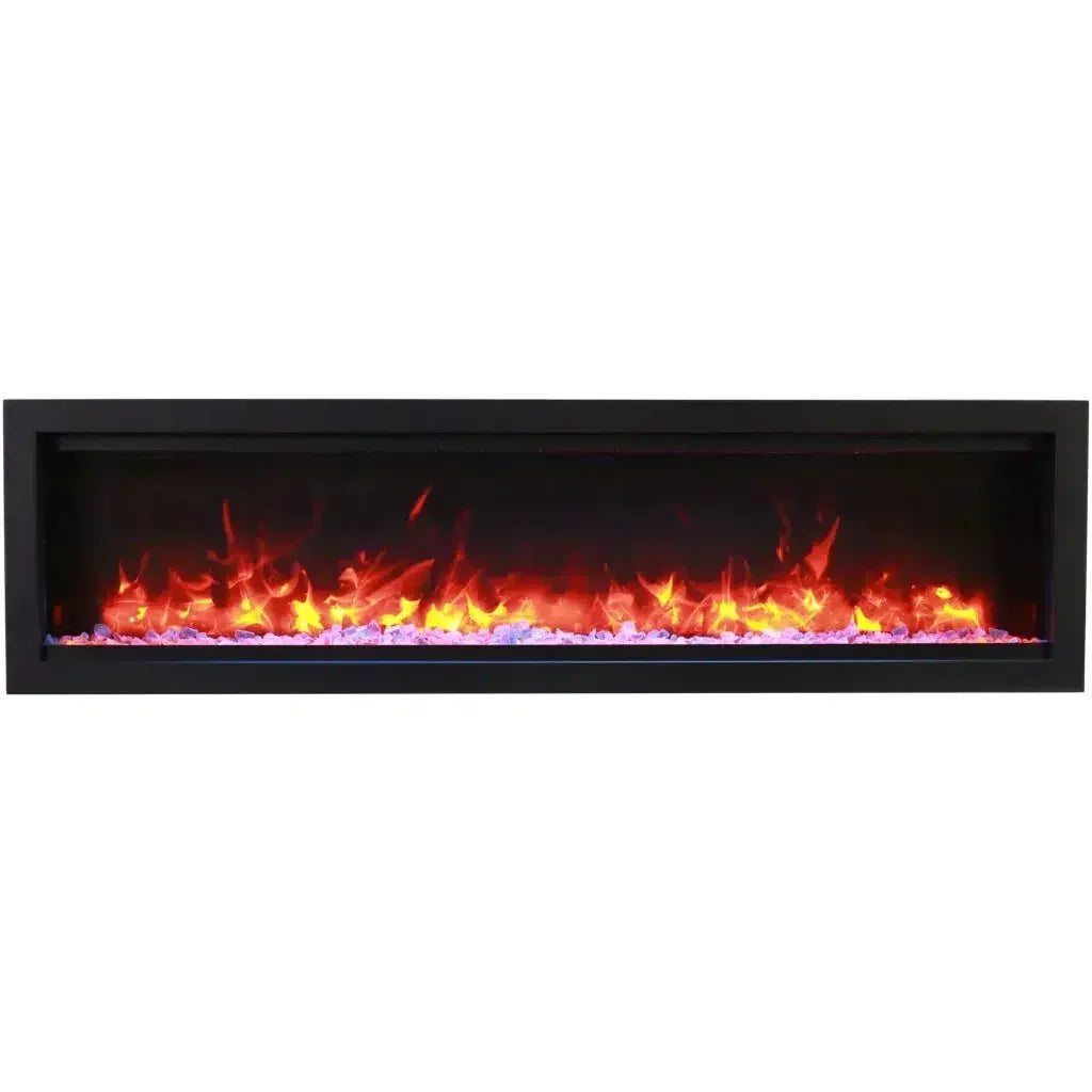 Amantii Symmetry Lumina 100" Smart Built-In Electric Fireplace – Indoor/Outdoor with LED Logset & Front Heat Vent - Green Vista Living