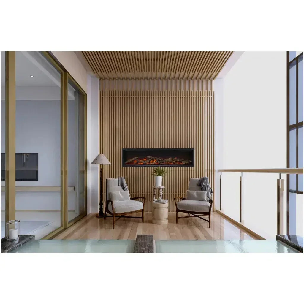 Amantii Symmetry Lumina 100" Smart Built-In Electric Fireplace – Indoor/Outdoor with LED Logset & Front Heat Vent - Green Vista Living