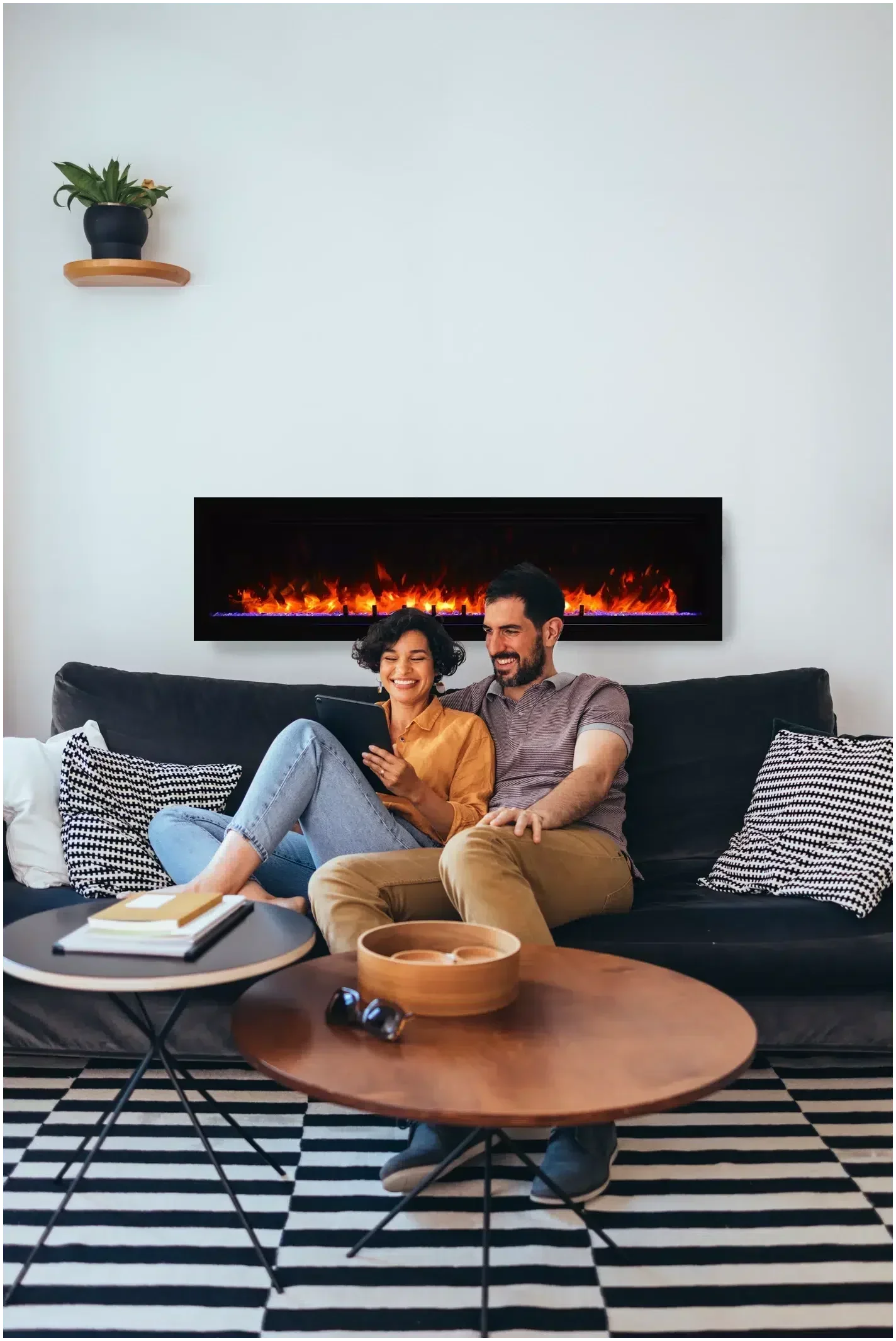 Amantii Symmetry Lumina 50" Smart Electric Fireplace with Front Vent Heat for Indoor/Outdoor Built-in Installation - Green Vista Living