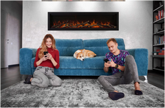 Amantii Symmetry Lumina 88" Smart Electric Fireplace – Indoor/Outdoor Built-in with LED Logset & Front Heat Vent
