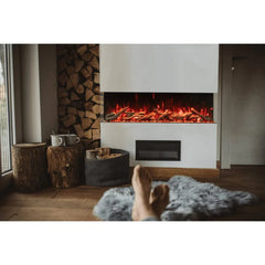 Amantii Tru View Bespoke 55" Three-Sided Indoor/Outdoor Electric Fireplace with Smart Control and Bluetooth - Green Vista Living