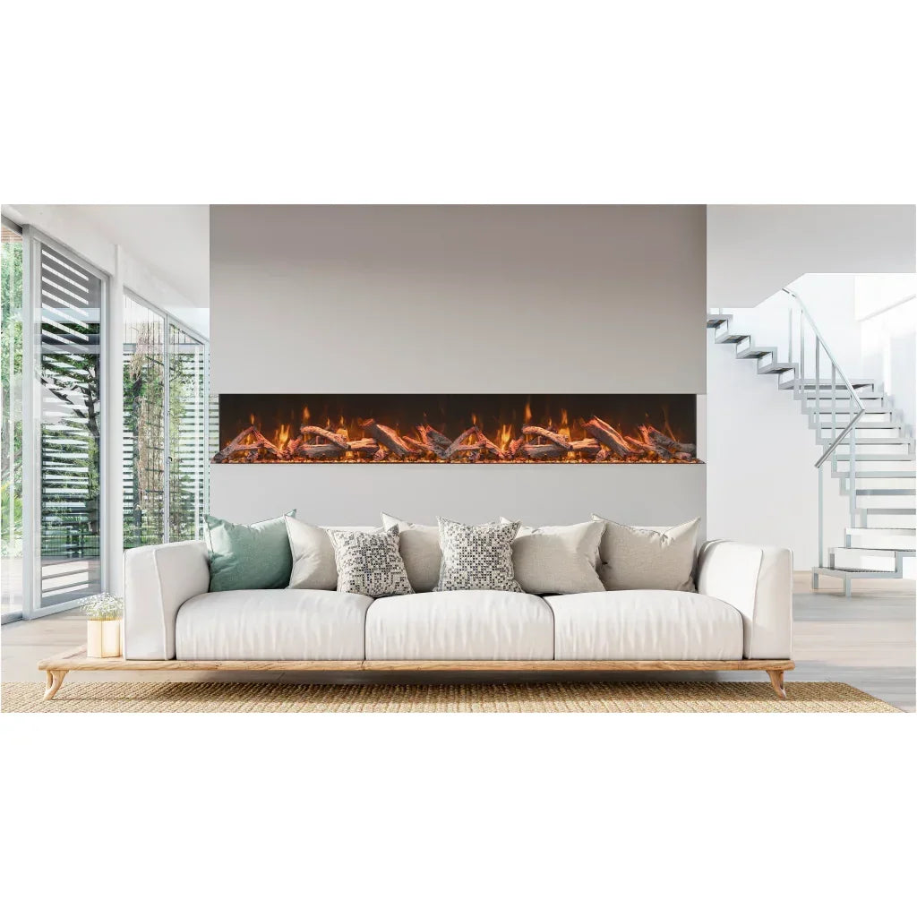 Amantii Tru View Bespoke 85" Panoramic 3-Sided Electric Fireplace for Indoor/Outdoor Installation - Green Vista Living