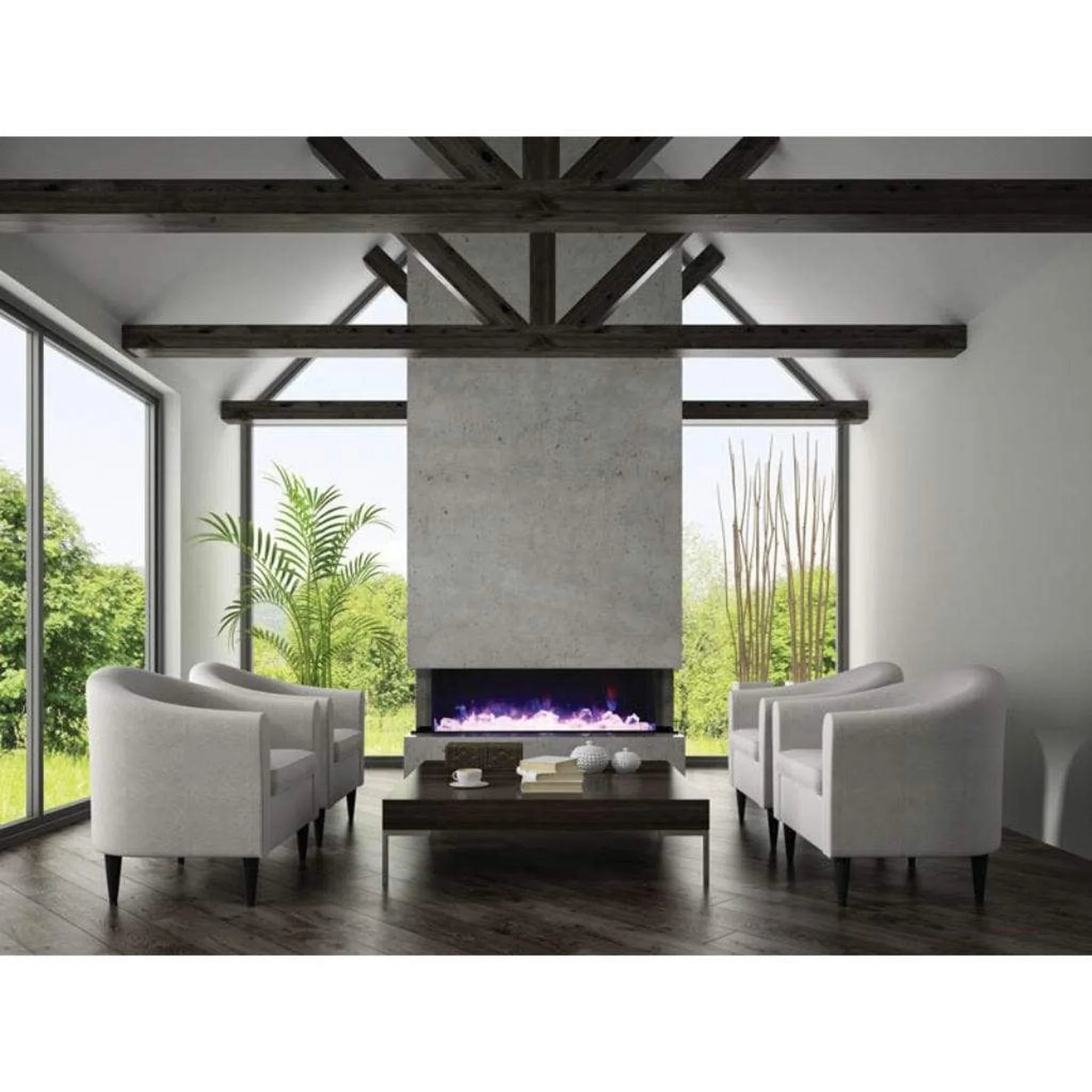 Amantii Tru-View XL Deep 50" Three-Sided Built-In Electric Fireplace for Indoor/Outdoor Use - Green Vista Living