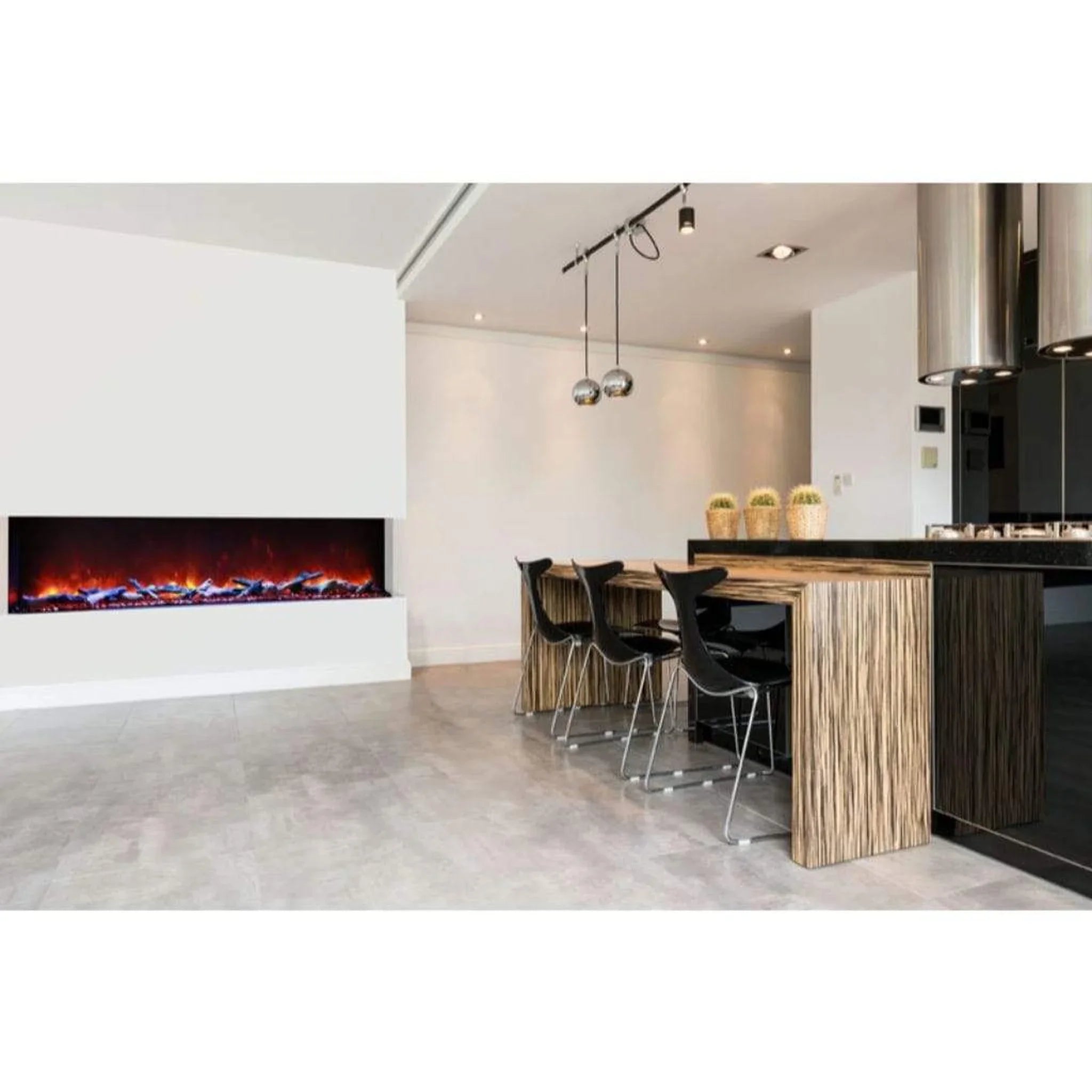 Amantii Tru-View XL Deep 72" Three-Sided Built-In Electric Fireplace with Multi-Color Flame and Ambient Canopy Lighting - Green Vista Living