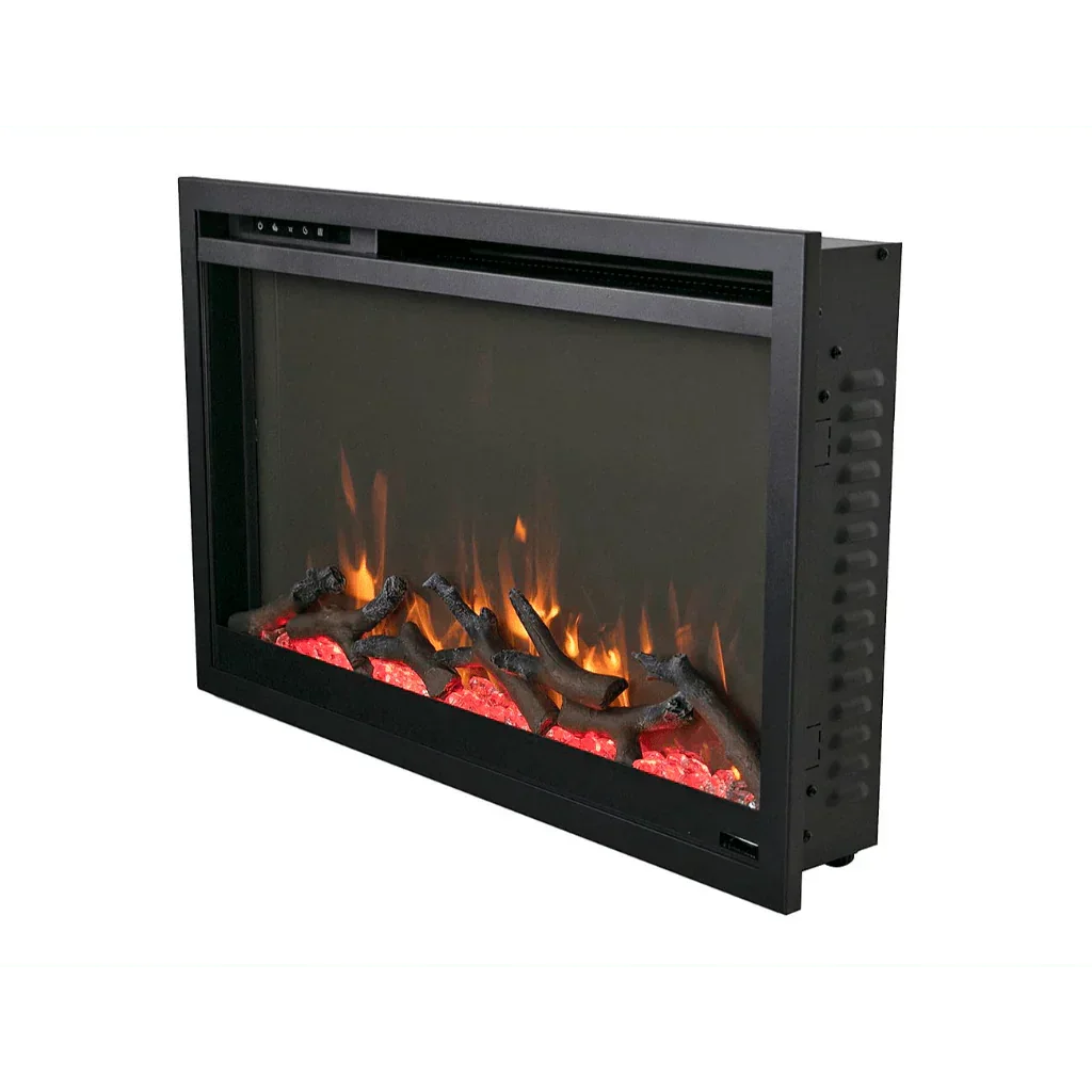 Amantii 26 inch Remii CLASSIC-SLIM-26 Steel Surround Classic Extra Slim Built In Electric Fireplace - Green Vista Living