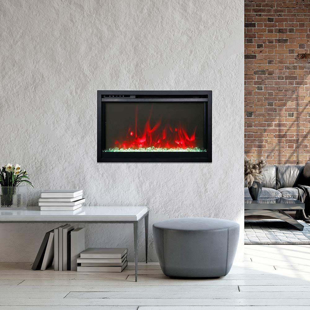 Amantii 26 inch Remii CLASSIC-SLIM-26 Steel Surround Classic Extra Slim Built In Electric Fireplace - Green Vista Living