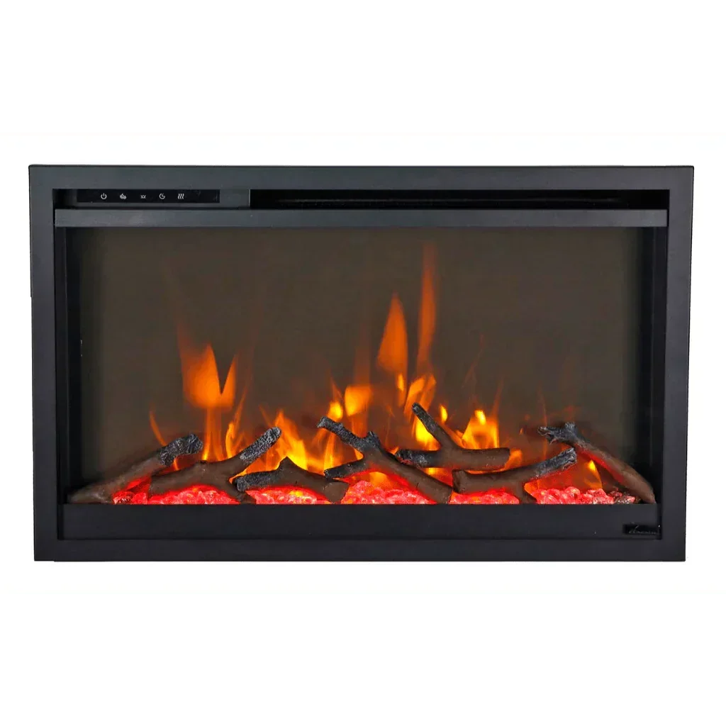 Amantii 26 inch Remii CLASSIC-SLIM-26 Steel Surround Classic Extra Slim Built In Electric Fireplace - Green Vista Living
