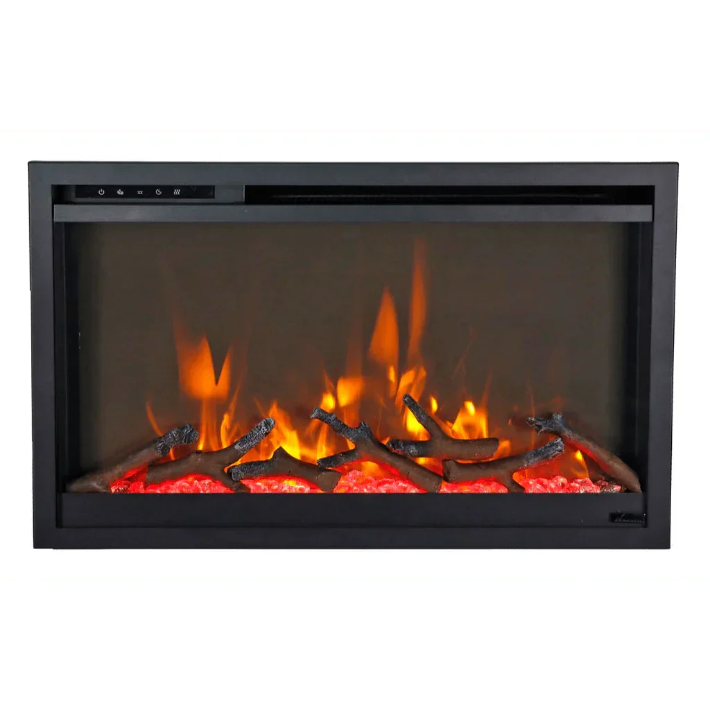 Amantii 26 inch Remii CLASSIC-SLIM-26 Steel Surround Classic Extra Slim Built In Electric Fireplace - Green Vista Living