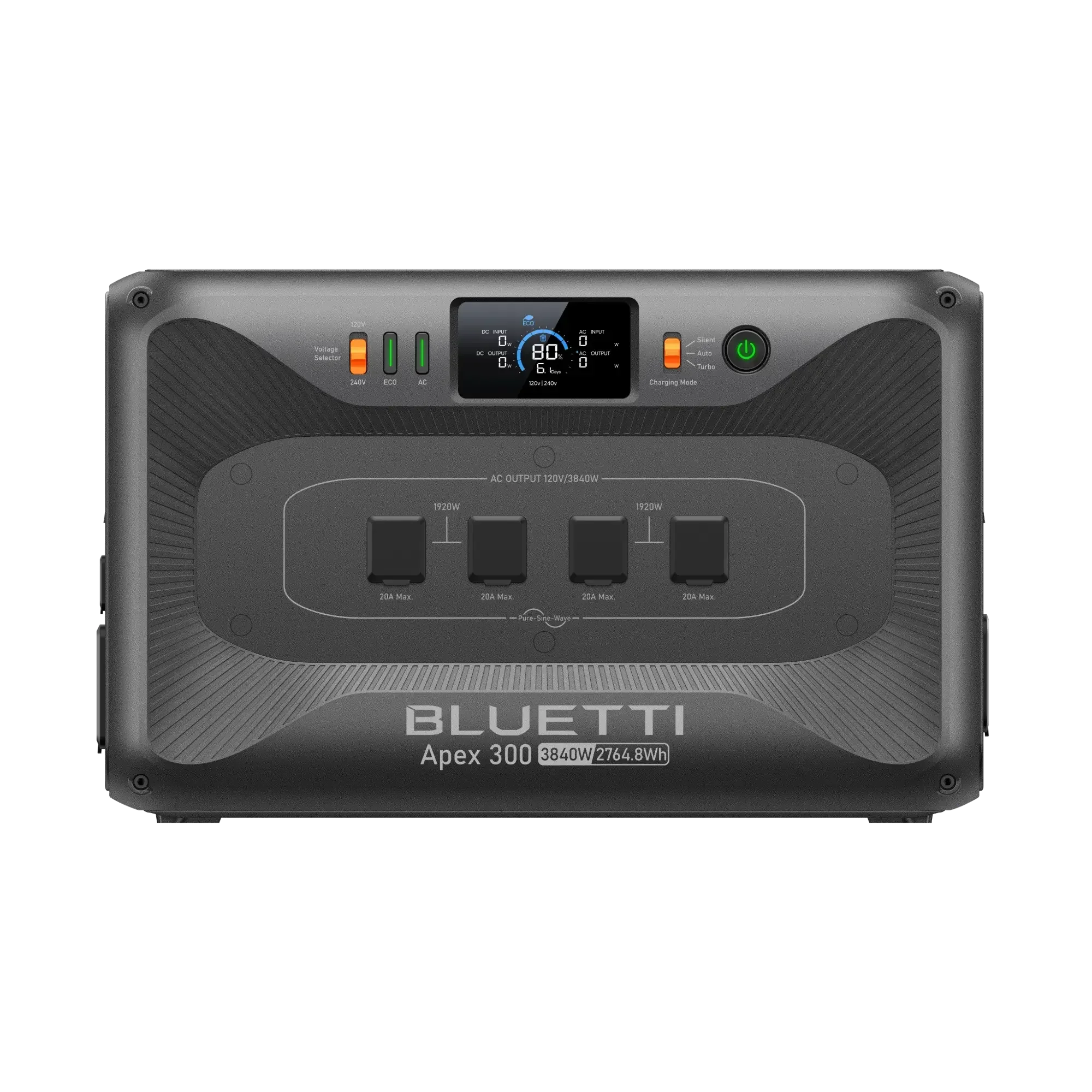Bluetti Apex 300 portable power station with digital display and AC output ports