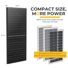 BougeRV 300 Watt N-Type Rigid Bifacial 16BB Mono Solar Panel - Green Vista Living