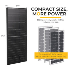 BougeRV 300 Watt N-Type Rigid Bifacial 16BB Mono Solar Panel