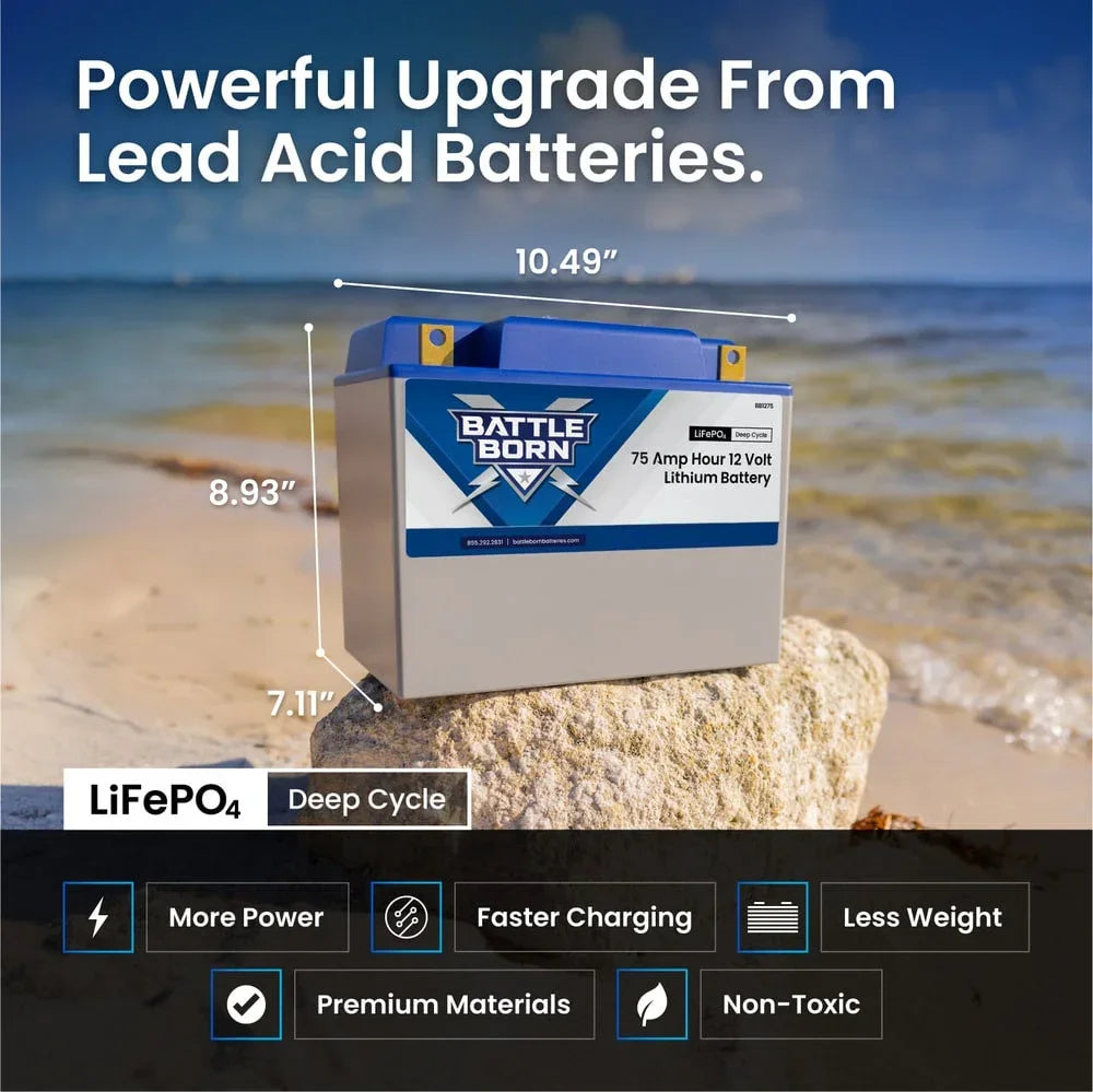 Battle Born 75Ah 12V Group 24 LiFePO4 Heated Battery Kit - Green Vista Living
