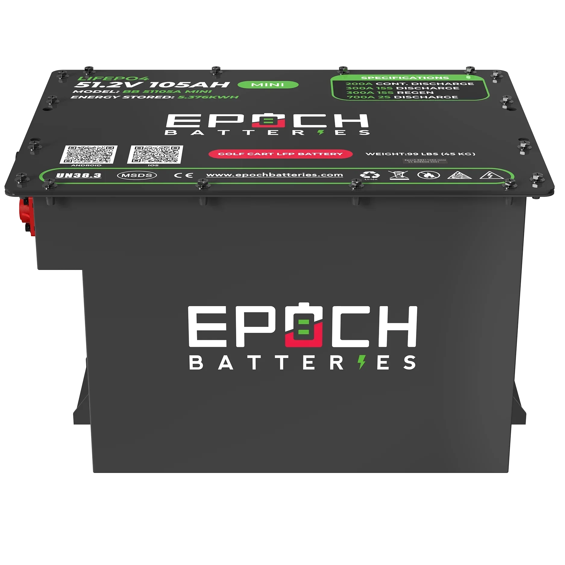 Epoch 48V 105Ah MINI - Lithium (LiFePO4) Golf Cart Battery - Complete Kit - Green Vista Living