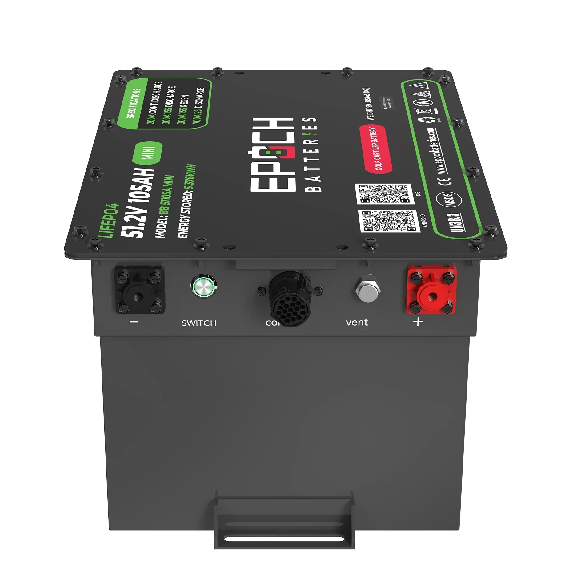 Epoch 48V 105Ah MINI - Lithium (LiFePO4) Golf Cart Battery - Complete Kit - Green Vista Living