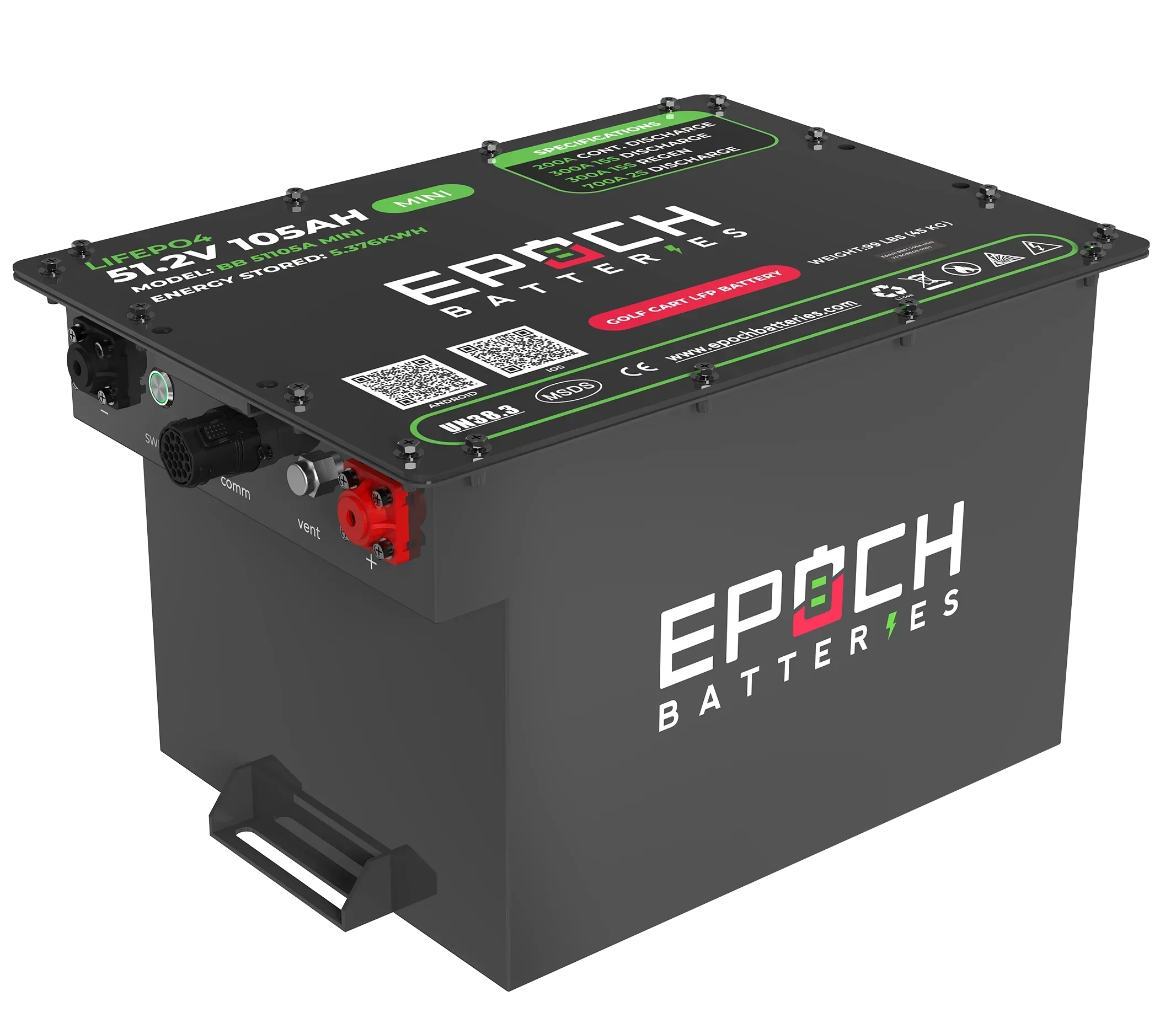 Epoch 48V 105Ah MINI - Lithium (LiFePO4) Golf Cart Battery - Complete Kit - Green Vista Living