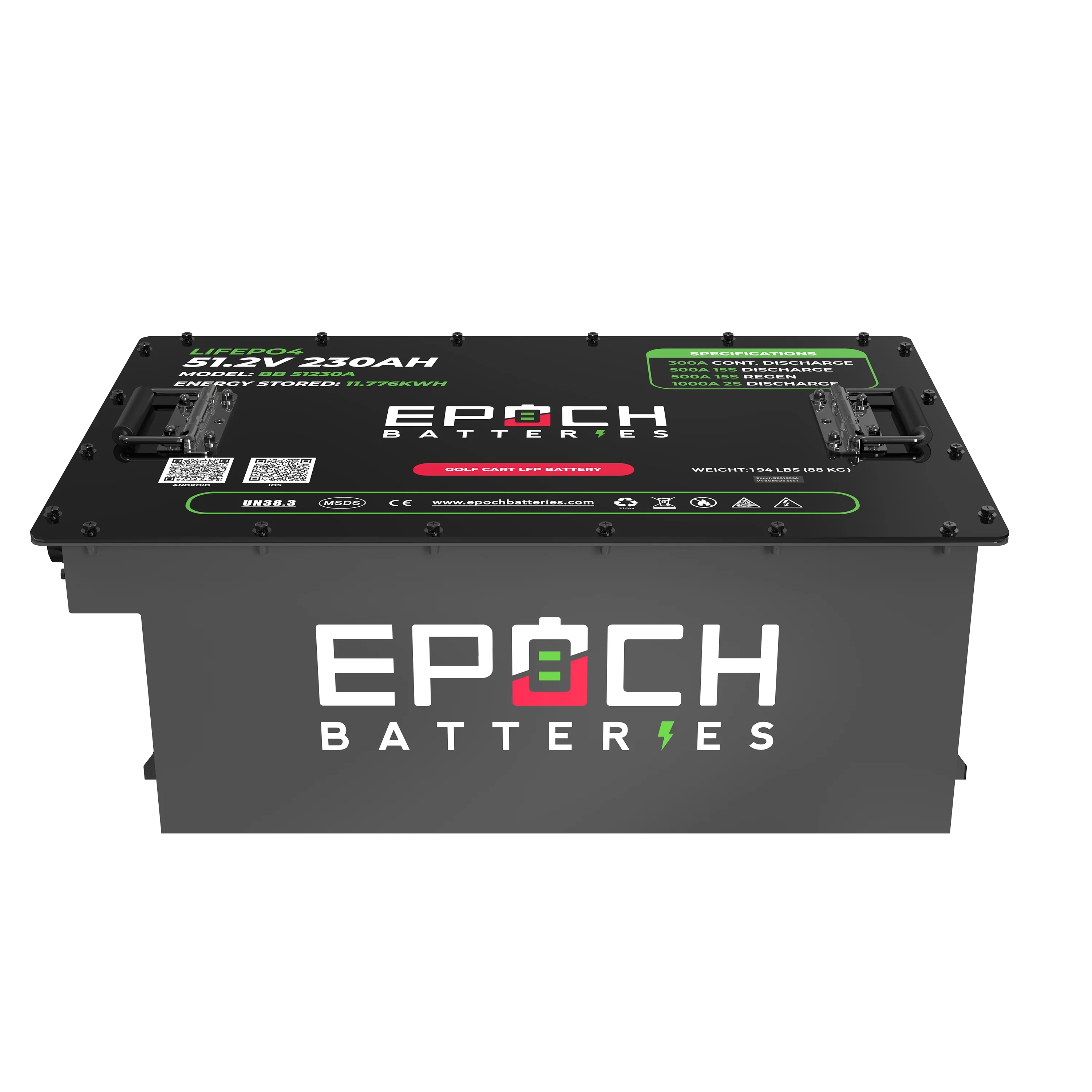 Epoch 48V 230Ah - LiMax Series - Lithium (LiFePO4) Golf Cart Battery - Complete Kit Epoch Batteries
