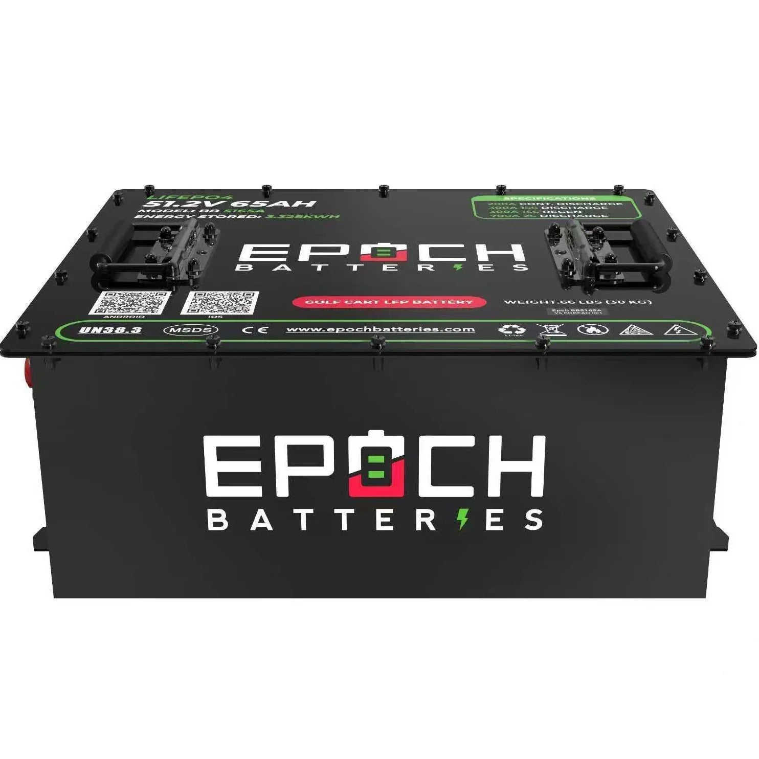 Epoch Batteries 48V 65Ah - LiMax Series - Lithium (LiFePO4) Golf Cart Battery - Complete Kit Epoch Batteries