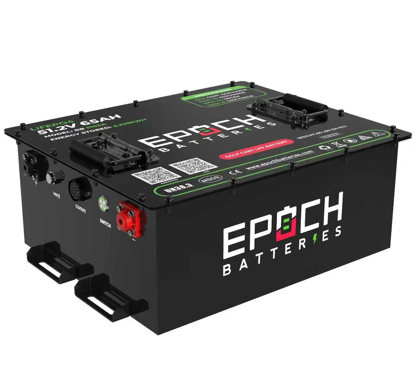 Epoch Batteries 48V 65Ah - LiMax Series - Lithium (LiFePO4) Golf Cart Battery - Complete Kit Epoch Batteries