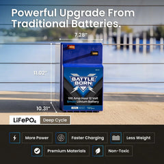 Battle Born 100Ah 12V GC2 Smart Heated LiFePO4 Deep Cycle Battery Kit - Green Vista Living