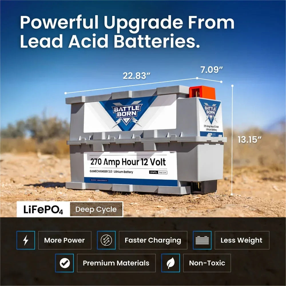 Battle Born 270Ah 12V GC3 LiFePO4 Heated Battery Kit - Green Vista Living