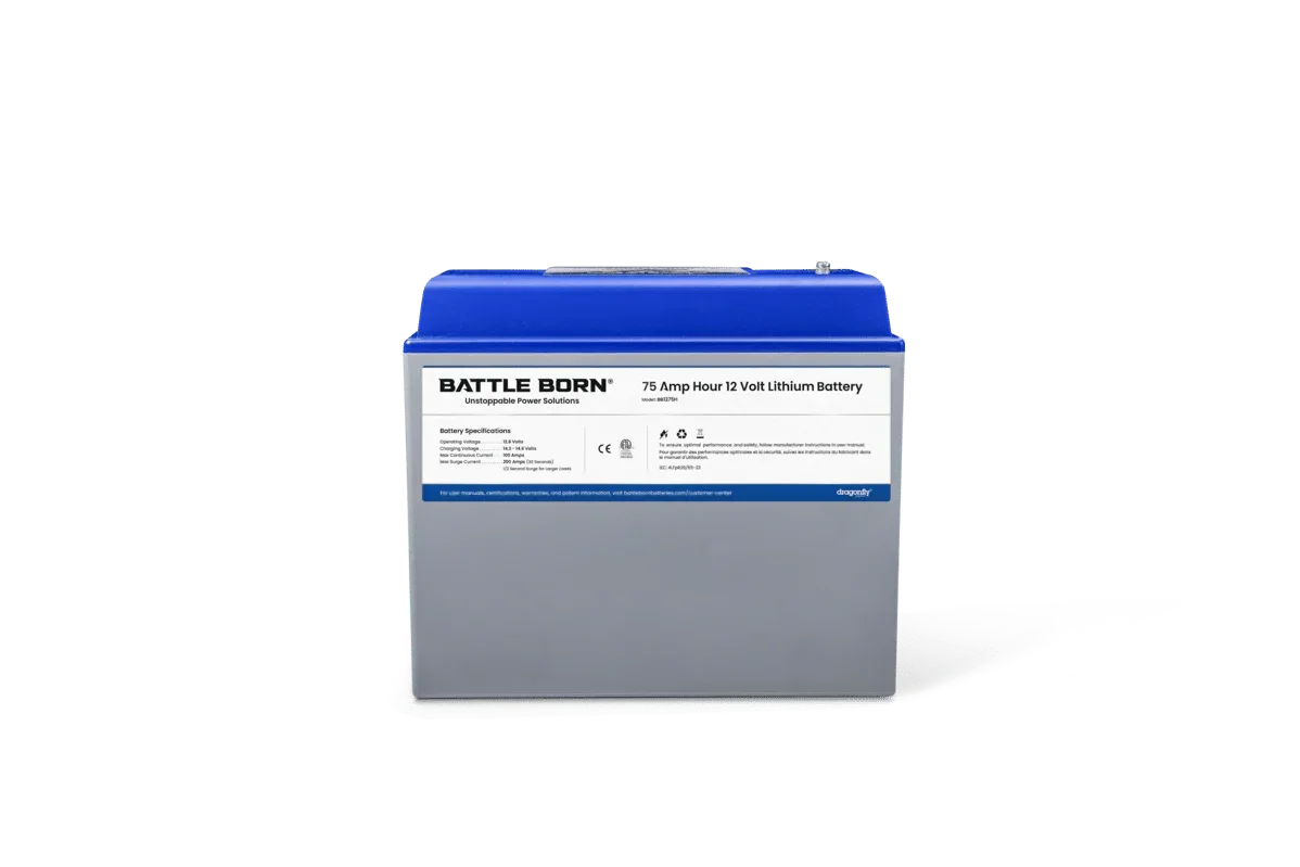 Battle Born 75Ah 12V Group 24 LiFePO4 Heated Battery Kit - Green Vista Living