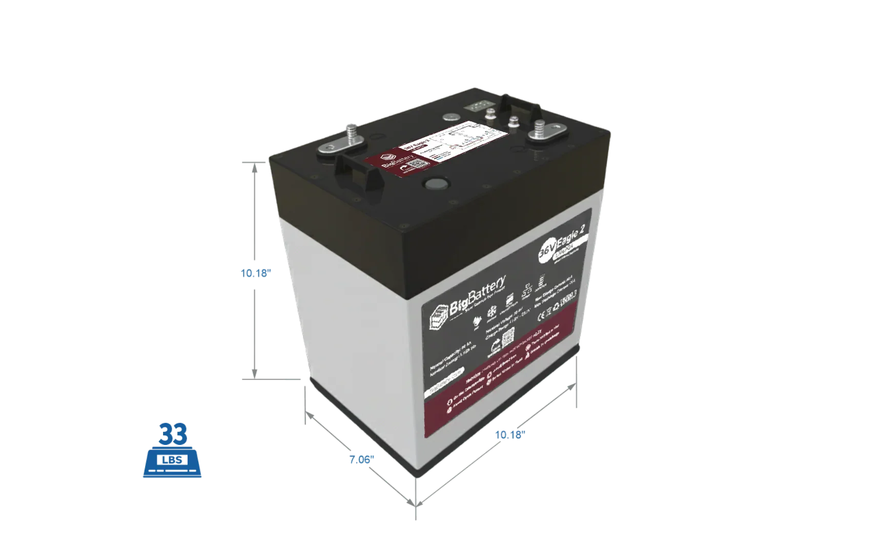 BigBattery 36V EAGLE 2 1.63 kWh LiFePO4 Battery with Heater and Comms - Green Vista Living
