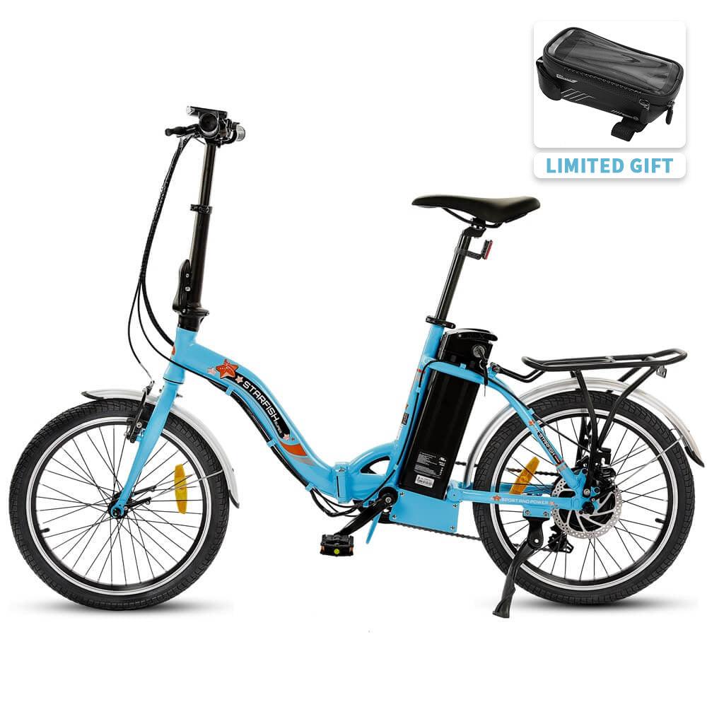 UL Certified-Ecotric 20inch Blue Starfish portable and folding electric bike - Green Vista Living