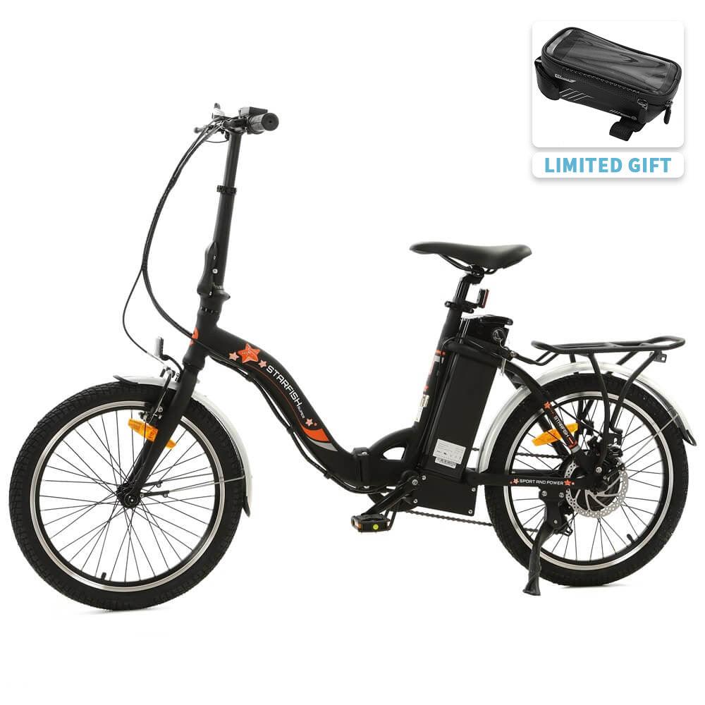 UL Certified-Ecotric Starfish 20inch portable and folding electric bike - Matt Black - Green Vista Living