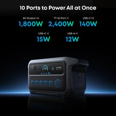 Anker SOLIX C2000 Gen2 Portable Power Station + 400w Solar Panel + Car Alternator Charger - Green Vista Living
