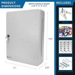 Barska 160 Capacity Fixed Position Key Cabinet with Key Lock, Grey