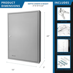 Barska 160 Capacity Fixed Position Key Cabinet with Key Lock, White Tags