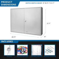 Barska 600 Capacity Adjustable Key Cabinet with Key Lock