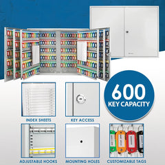 Barska 600 Capacity Adjustable Key Cabinet with Key Lock