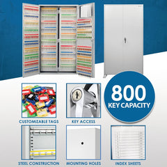 Barska 800 Capacity Adjustable Key Cabinet with Key Lock