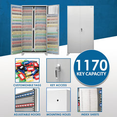Barska 1170 Capacity Adjustable Key Cabinet with Key Lock