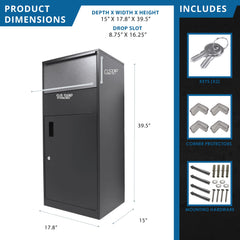 Barska MPCB-200 Extra Large Single Compartment Locking Parcel Box | CB13706
